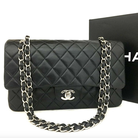 CHANEL Handbags - Like New CHANEL Leather Double Flap Chain Bag SHW